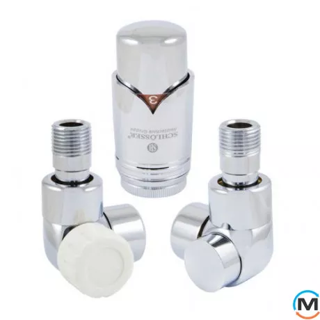 Комплект осевый-левый Schlosser LUX хром для медной трубы GZ 1/2 х 15х1, Диаметр резьбы: 1/2", Исполнение: Торцевой левый, Цвет: Хром, Нулевое положение: Нет, Присоединение: М30х1,5, фото 