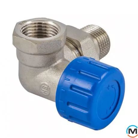 Термостат. клапан никелированный фигура осевая-правая Schlosser DN 15 GZ 1/2xGW1/2, Диаметр резьбы: 1/2", Исполнение: Торцевой правый, Цвет: Никелированный, фото 