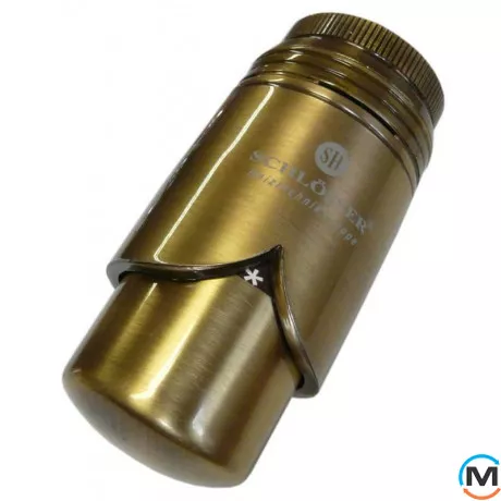 Термостатическая головка Schlosser BRILLANT SH античная латунь, Исполнение: Механическая, Цвет: Латунь, Нулевое положение: Есть, Присоединение: М30х1,5, фото 