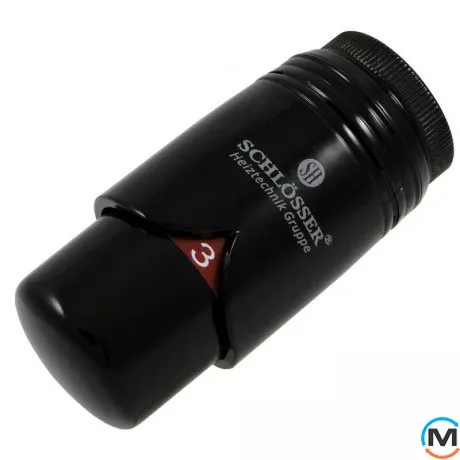 Термостатическая головка Schlosser BRILLANT SH RAL 9005, Исполнение: Механическая, Цвет: Черный, Нулевое положение: Есть, Присоединение: М30х1,5, фото 