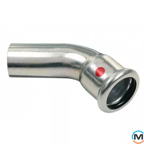 Коліно оцинковане Sanha (1м) 45* 24040 54, Варіант: 1 муфта, Градус (град.): 45, Діаметр (мм): 54, фото 