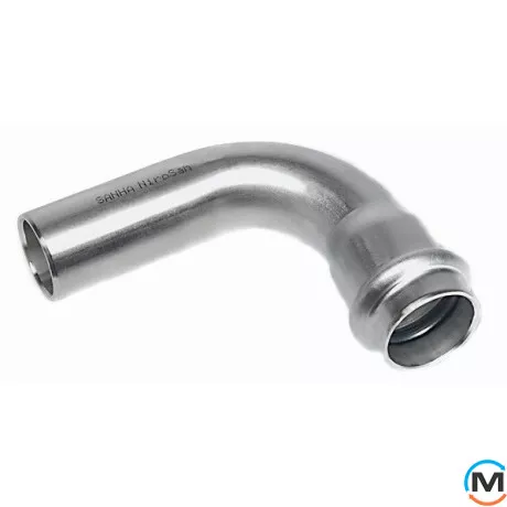 Коліно з нержавіючої сталі Sanha NiroSan (1м) 90* 9001 22, Варіант: 1 муфта, Градус (град.): 90, Діаметр (мм): 22, фото 