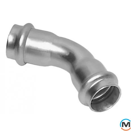 Коліно з нержавіючої сталі Sanha NiroSan (2м) 45* 9041 108, Варіант: 2 муфти, Градус (град.): 45, Діаметр (мм): 108, фото 