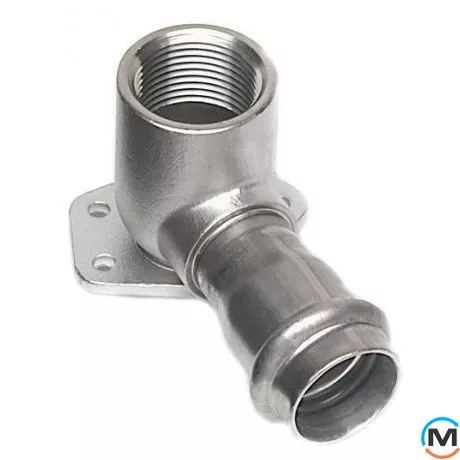 Коліно з нержавіючої сталі Sanha NiroSan настінне 9472g 15х1/2", Тип різьблення: Внутрішня, Діаметр різьблення: 1/2", Діаметр (мм): 15, фото 