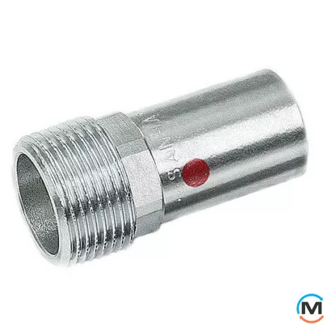 Нипель оцинкованный Sanha 24280g 22ах1/2" ЗПр-ЗР, Вариант: ЗПр-ЗР, Тип резьбы: Наружная, Диаметр резьбы: 1/2", Диаметр (мм): 22, фото 