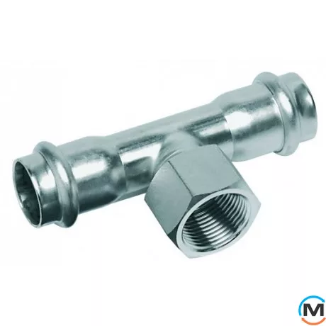 Тройник из нержавеющей стали Sanha NiroSan 9130g 18х1/2х18, Тип резьбы: Внутренняя, Диаметр резьбы: 1/2", Диаметр (мм): 18, фото 