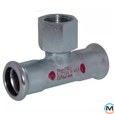 Тройник стальной Ø18 х 1/2"В х 18 оцинкованный RM Steelpres 389, Тип резьбы: Внутренняя, Диаметр резьбы: 1/2", Диаметр (мм): 18, фото 