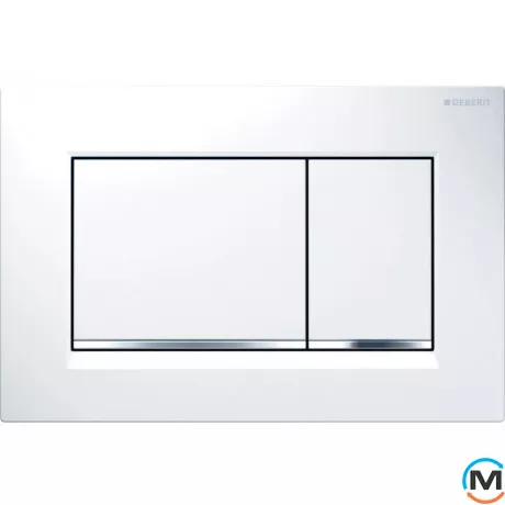 Kлавиша Geberit Sigma 30, двойной смыв, белый / хром глянцевый / белый, фото 