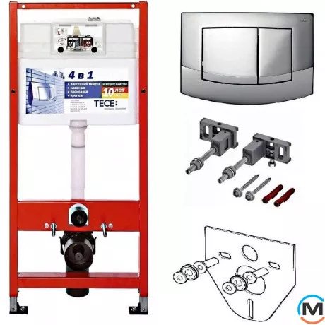 Комплект TECEbase (модуль + панель смыва TECEambia хром глянцевый + крепления + прокладка), фото 