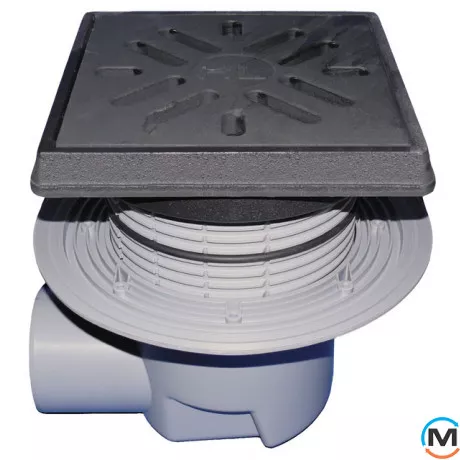 Дворовий трап серії HL Perfekt DN110 горизонтальний з обтискним фланцем 260х260мм, фото 