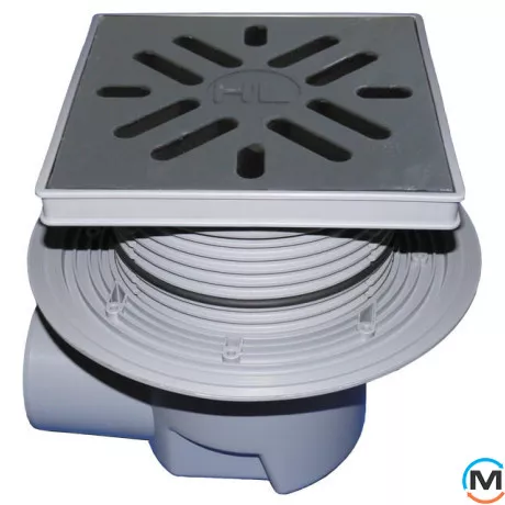 Дворовый трап серии HL Perfekt DN110 горизонтальный с обжимным фланцем 240х240мм, фото 