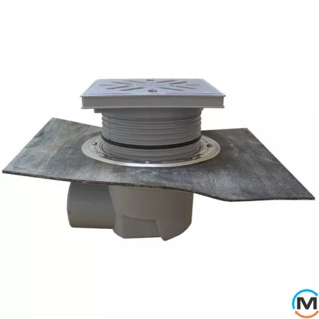 Дворовый трап серии HL Perfekt DN110 горизонтальный с битумным полотном, 240х240мм, фото 