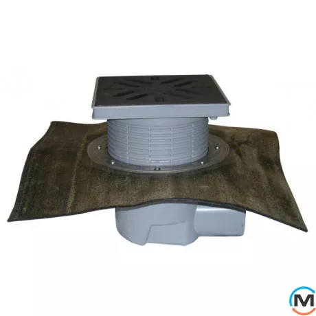 Дворовый трап серии HL Perfekt DN110 горизонтальный с битумным полотном, 240х240мм, фото 