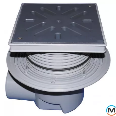 Дворовий трап серії HL Perfekt DN110 горизонтальний з обтискним фланцем, 240х240мм, фото 