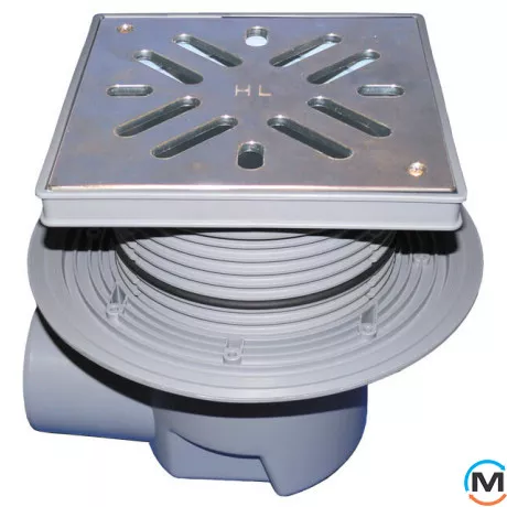 Дворовий трап серії HL Perfekt DN110 горизонтальний з обтискним фланцем, 240х240мм, фото 