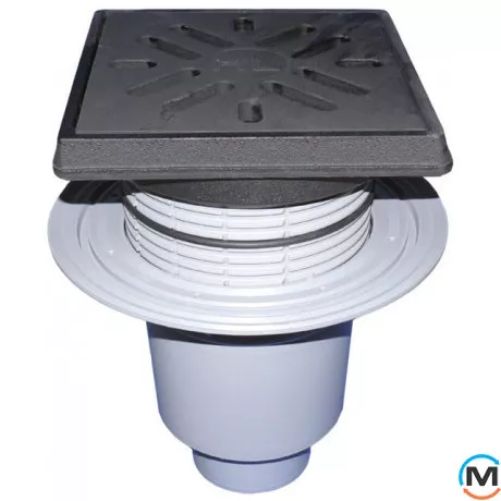 Дворовий трап серії HL Perfekt DN160 вертикальний з обтискним фланцем, 260х260мм, фото 