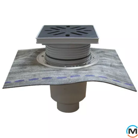 Дворовий трап серії HL Perfekt DN110 вертикальний з бітумним полотном, 240х240мм, фото 