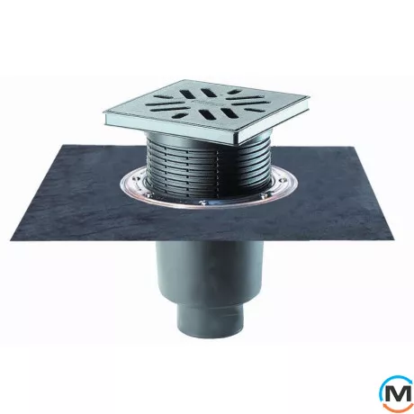 Дворовый трап серии HL Perfekt DN110 вертикальный с битумным полотном, 240х240мм, фото 