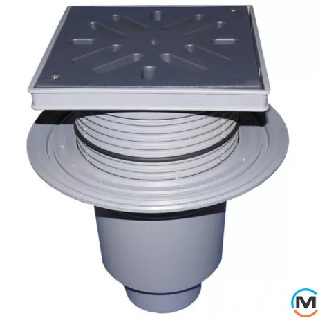 Дворовий трап серії HL Perfekt DN110 вертикальний з обтискним фланцем, 240х240мм, фото 