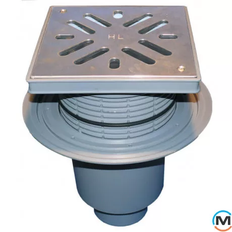 Дворовий трап серії HL Perfekt DN160 вертикальний з обтискним фланцем, 240х240мм, фото 