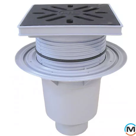 Дворовий трап серії HL Perfekt DN110 вертикальний з обтискним фланцем, 240х240мм, фото 