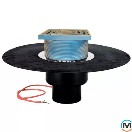 Покрівельна вирва HL DN110 з бітумним полотном та підігрівом (10-30Вт/230В). Прохідна – 148х148мм/1, фото 