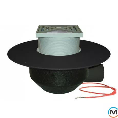 Покрівельна вирва HL DN75 для експлуатованої покрівлі, горизонтальний випуск, з ПП-фланцем та електро, фото 