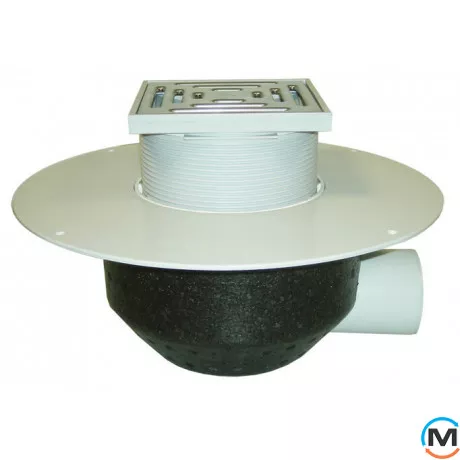 Покрівельна вирва HL DN75 для експлуатованої покрівлі, горизонтальний випуск, з ПВХ-фланцем, фото 