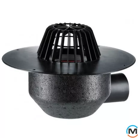 Кровельная воронка HL DN75, горизонтальный выпуск, с ПП-фланцем, фото 