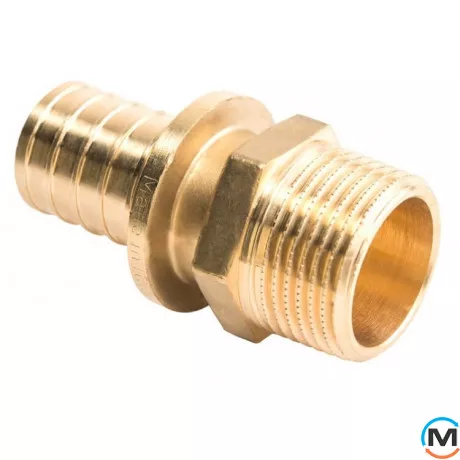 Перехідник Aquapex із зовнішнім різьбленням 40 x G 1 1/4", Тип різьблення: Зовнішня, Діаметр різьблення: 1 1/4", Діаметр (мм): 40, Робочий тиск (бар): 10, Матеріал: Латунь, фото 