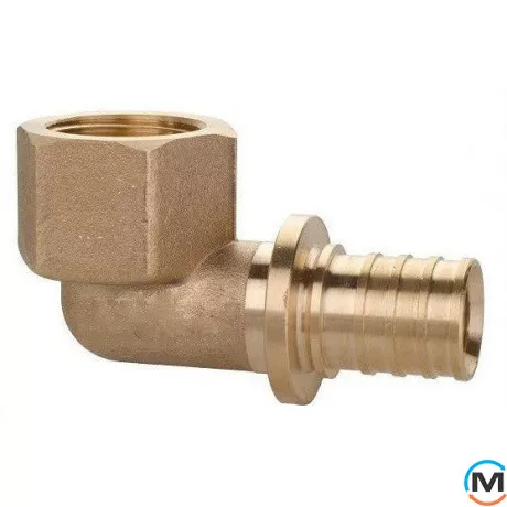 Куточок Aquapex з внутрішнім різьбленням 20 мм x G 1/2", Варіант: Простий, Тип різьблення: Внутрішня, Діаметр різьблення: 1/2", Виконання: Короткий, Діаметр (мм): 20, Робочий тиск (бар): 10, Матеріал: Латунь, фото 