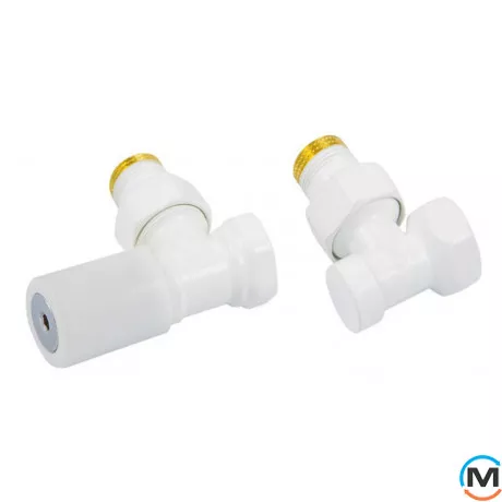 Комплект для полотенцесушителя угловой Schlosser, Диаметр резьбы: 1/2", Исполнение: Угловой, Цвет: Белый, Нулевое положение: Нет, Присоединение: М30х1,5, фото 