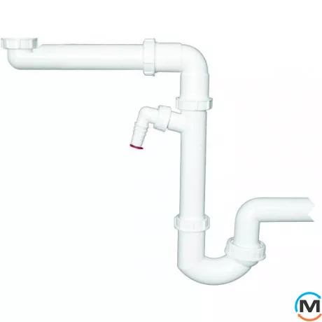 Сифон HL, экономящий пространство, DN50х6/4" с шаровым шарниром, подключением стиральной или посудом, фото 