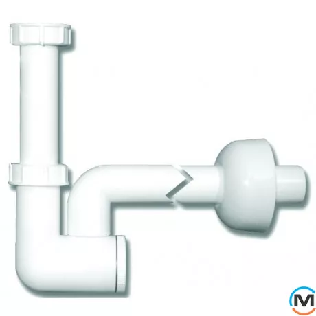 Сифон HL для умивальника і біде DN32х5/4", з прочищенням-брудозбірником, з вихідним колін, що обертається, фото 