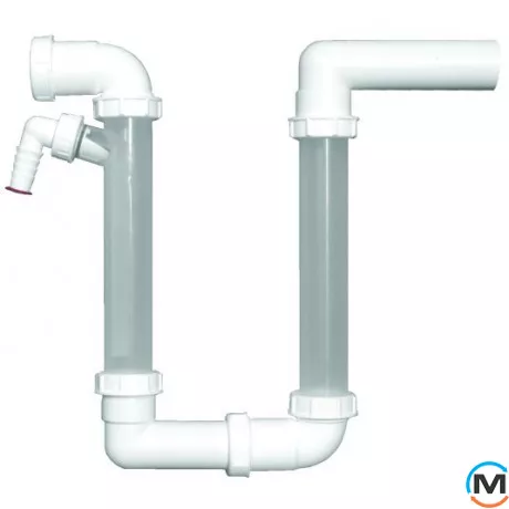 Сифон HL з ущільненням DN40 горизонтальний х DN40 горизонтальний з прозорими патрубками, фото 