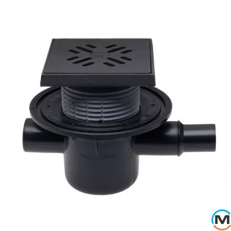 Трап HL для внутрішніх приміщень DN50 горизонтальний з додатковим отвором DN40/50, 150х150мм/, фото 