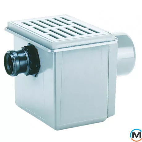 Трап HL для підвалів DN110 горизонтальний з вхідним отвором DN50, 170х240мм/155х225мм синтетичний, фото 