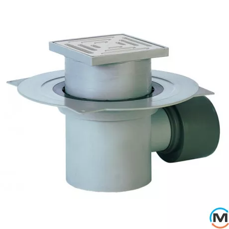 Трап HL для внутрішніх приміщень DN75/110 горизонтальний з обтискним фланцем, 147х147мм/138х138мм, фото 