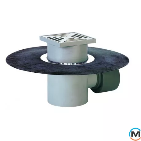 Трап HL для внутрішніх приміщень DN75/110 горизонтальний з бітумним полотном, 147х147мм/138х138, фото 