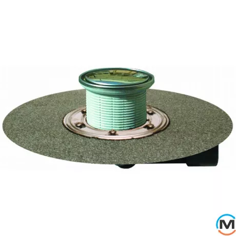 Трап HL для балконов и террас DN50/75 поворотный с битумным полотном и с круглой насадкой 131мм, фото 