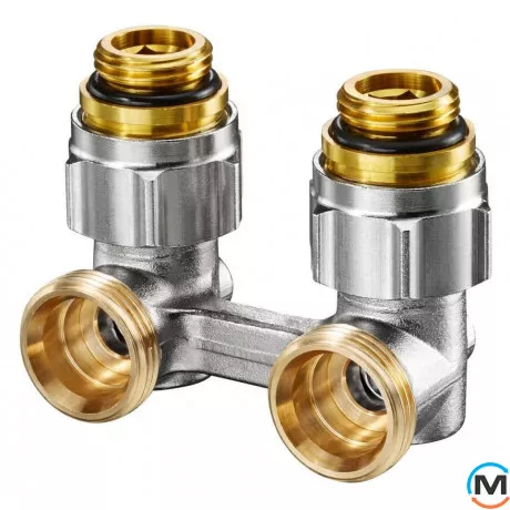 Узел нижнего подключения Oventrop "Multiflex F" G½ х G¾ , угловой, Диаметр резьбы: 3/4", Исполнение: Угловой, фото 