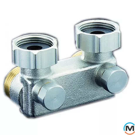 Узел нижнего подключения Oventrop угловой G¾ х G¾ для перепутаных подводов, Диаметр резьбы: 3/4", Исполнение: Угловой, фото 