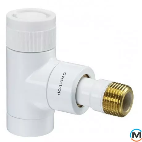 Термостатический клапан Oventrop угловой "Е" 1/2", белый, Диаметр резьбы: 1/2", Исполнение: Угловой, Цвет: Белый, фото 