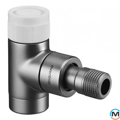 Термостатический клапан Oventrop угловой "Е" 1/2", матовая сталь, Диаметр резьбы: 1/2", Исполнение: Угловой, Цвет: Матовая сталь, фото 