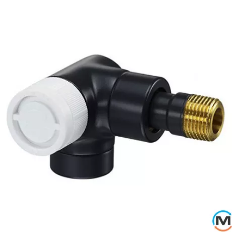 Термостатический клапан Oventrop 3-осевой "Е" 1/2", левое подключение, антрацит, Диаметр резьбы: 1/2", Исполнение: Торцевой левый, Цвет: Антрацит, фото 