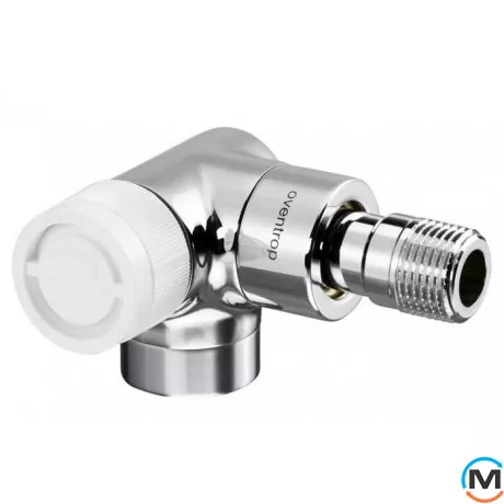 Термостатический клапан Oventrop 3-осевой "Е" 1/2", левое подключение, хромированный, Диаметр резьбы: 1/2", Исполнение: Торцевой левый, Цвет: Хром, фото 