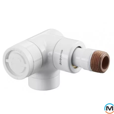 Термостатический клапан Oventrop 3-осевой "Е" 1/2", левое подключение, белый, Диаметр резьбы: 1/2", Исполнение: Торцевой левый, Цвет: Белый, фото 