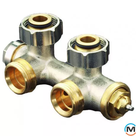 Узел нижнего подключения Oventrop "Multiblock T" угловой, для одно и 2-х трубных систем, G¾, Диаметр резьбы: 3/4", Исполнение: Угловой, фото 