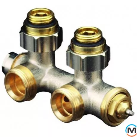 Узел нижнего подключения Oventrop "Multiblock T" угловой, для одно и 2-х трубных систем, Rp½, Диаметр резьбы: 1/2", Исполнение: Угловой, фото 