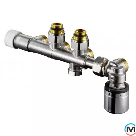 Узел нижнего подключения Oventrop "Multiblock T-RTL" для 2-х трубных систем, Rp½, Диаметр резьбы: 1/2", Исполнение: Угловой, Цвет: Никелированный, фото 